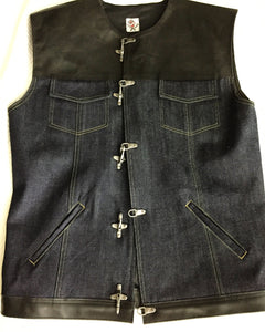 “East LOs” denim & leather vest