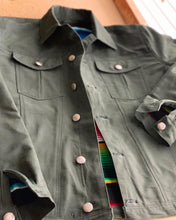 Load image into Gallery viewer, “Chico’s Story” green denim jacket