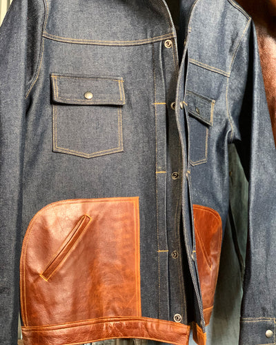 Denim & cognac leather jacket....